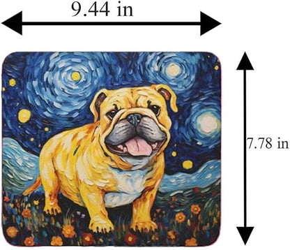 Starry Night Dog Mouse Pad for Home Office Gaming Working Desk Computer Desktop Accessories Non-Slip Rubber Mouse Pad for Dog Lovers (Bulldog)