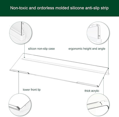 Computer Keyboard Stand Holder - Ergonomic Acrylic Keyboard Stand for Desktop Comfortable Keyboard Tray Riser with Silicone Anti-Slip Strip for Home School Office Desk Accessory, Clear