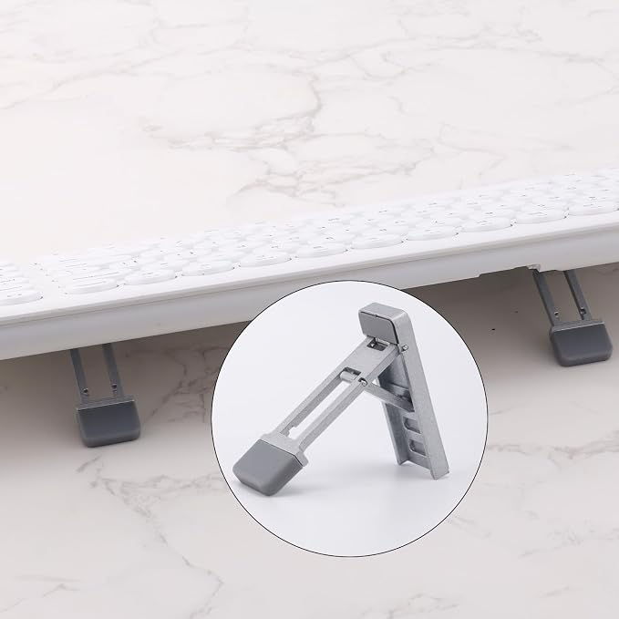 Gosknor 2pcs Foldable Keyboard Riser Stand for Desk, Adjustable Tilt & Portable Mini Laptop Feet Ergonomic Computer Keyboard Lift with Anti-Slip Pads Office Accessories (Silver)