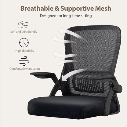 Office Chair, Ergonomic Desk Chair Breathable Mesh Chair Swivel Chair with Flip-Up Arms and Lumbar Support Computer Chair for Home Office