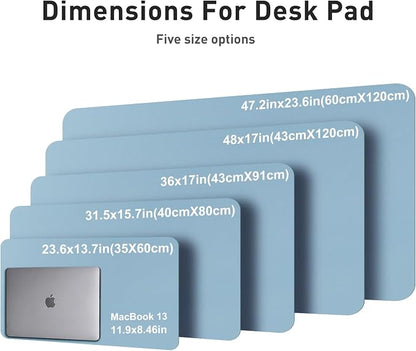 Aothia Faux Leather Desk Mat, Waterproof Desk Pad (Sky Blue, 36" x 17) | One large surface for your keyboard, laptop and mouse, reducing desktop clutter without a separate mouse pad