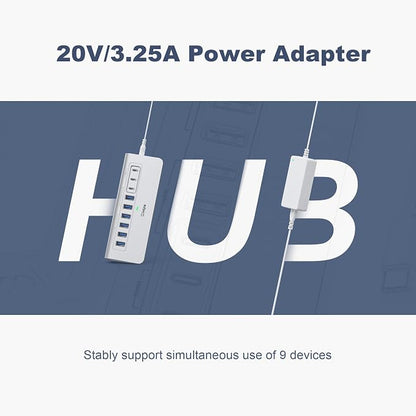 Powered USB Hub 10Gbps, intpw 9-Port USB 3.2 Hub, USB C Hub with USB A/USB C 3.2, 4 USB 3.0, 2 PD 45W Charging Ports, 65W Power Adapter and 3.3FT Cable, Aluminum USB Hub for PC,Laptop,iPhone 17/16/15
