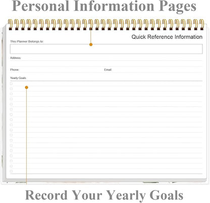 Weekly Productivity Planner - 8.5" x 11" Dashboard Desk Notepad Has 6 Focus Areas to List Tasks for Goals, Projects, Clients, Academic or Meal-Organize Your Daily Work Efficiently, 54 Weeks, Rose Leaf