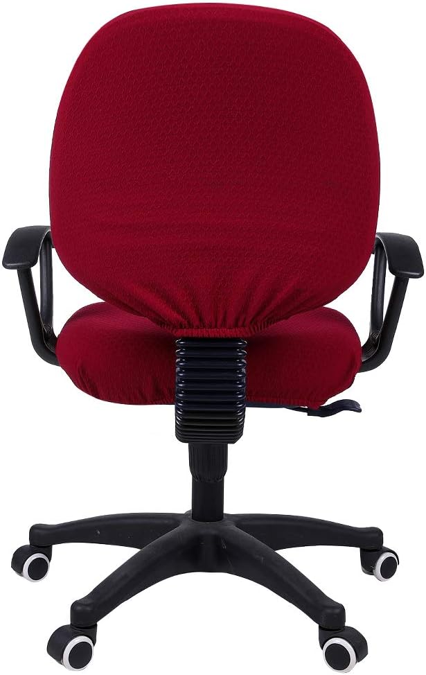 Smiry Stretch Jacquard Office Computer Chair Covers, Removable Washable Universal Desk Rotating Chair Slipcovers Protector, Seat + Backrest Cover, Burgandy