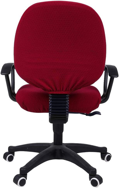 Smiry Stretch Jacquard Office Computer Chair Covers, Removable Washable Universal Desk Rotating Chair Slipcovers Protector, Seat + Backrest Cover, Burgandy