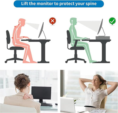 gianotter Desk Organizers and Accessories, 2-Tier Metal Monitor Stand Riser, Desk Organizer for Monitor, Office Desk Storage Organizer for Office Supplies (Black)