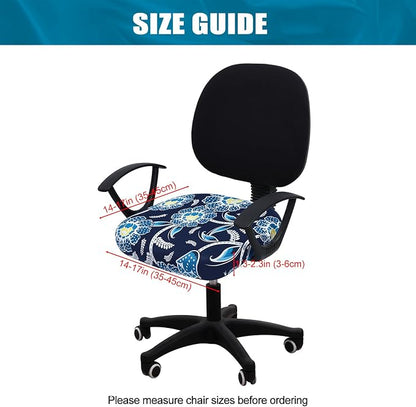 Smiry Printed Office Computer Chair Seat Covers, Stretch Fit Universal Desk Rotating Chair Cover Washable Removable Seat Cushion Protectors - Midnight Blue