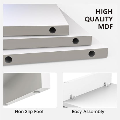 Fenge Monitor Stand, 31.5 Inch Computer Monitor Riser for Desk, 2 Tiers Wood Desk Shelf with Storage, Desktop Organizer for PC, Laptop, Screen, Printer