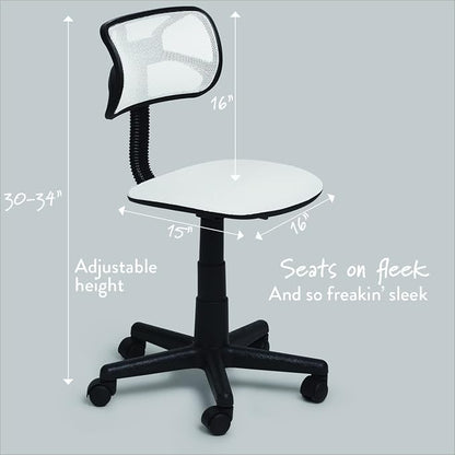 Urban Lifestyle Swivel Mesh Desk Chair, 21D x 21W x 33H in, White