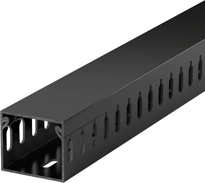 ZhiYo H1.4 W1.6in Professional Server Rack Cable Management Raceway, 66in (4X L16.5in) Cable Raceway Kit, Electrically Safe PVC Open Slot Wire Raceway for Under Desk/Computer/Network Cords, Black