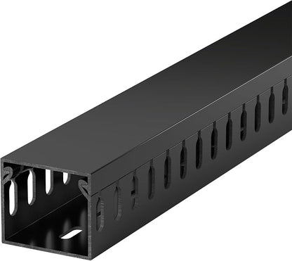 ZhiYo H1.4 W1.6in Professional Server Rack Cable Management Raceway, 66in (4X L16.5in) Cable Raceway Kit, Electrically Safe PVC Open Slot Wire Raceway for Under Desk/Computer/Network Cords, Black