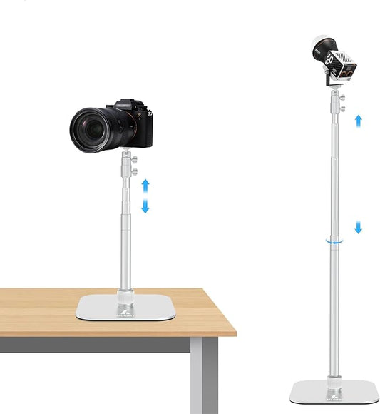 Ailight TS50 Camera Stand, 12.6 to 53.1 in Height, Universal 1/4" to 3/8" Screw Adapter with Swivel 360° Panoramic Ball Head, Light Stand Desk and Floor Mount for DSLR Cameras, Photograph Lights