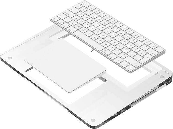 Transparent Stand and Touchpad Tray Pad Compatible with Apple Magic Keyboard 2/3/Trackpad, Comfortable to Relieve Wrist Pain Hand Rest（Don't Included Apple Keyboard & Trackpad (Acrylic)