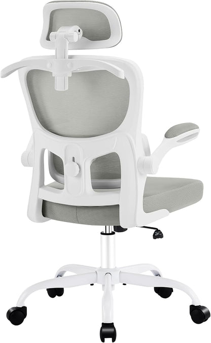 AreShark Office Chair Ergonomic Desk Chairs with Adjustable Lumbar Support& Headrest Hanger, High Back Breathable Mesh Chair with Wheels, Rolling Swivel Comfy Task Computer Chair for Home Work Gaming