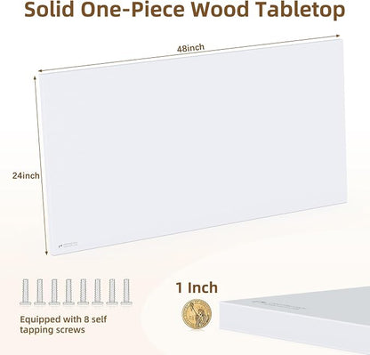 Universal Solid One-Piece Wood Table Top, 48"x24"x1" Workbench Top - Rectangular Particle Board for Standing Desk, Home Office Desk Countertop DlY, Washer Dryer, Coffee, Bar Tabletop