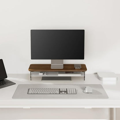 Fenge Acrylic Monitor Stand Riser, 23.6 Inches Monitor Stand with Metal Storage, 2 Tier Acrylic Computer Riser for Desk, Clear Laptop Stand for PC, Laptop, Printer, TV