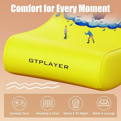 GTPLAYER Gaming Floor Rocking Chair – Rocker Floor Game Chair with Angle Limiter, Stylish Patterned Design, Comfortable Video Game Seat, Yellow Earth Pattern
