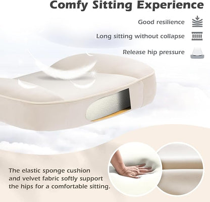 SEATZONE Home Office Desk Chairs with Wheels and Armrests,Office Chair Comfortable Ergonomic Mesh with Teddy Fleece Fabric Executive Computer Chairs for Adults and Teens,Beige