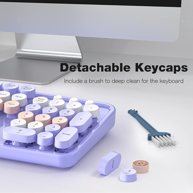 Dilter Wireless Keyboard and Mouse Combo, 104 Keys Full-Sized Typewriter Keyboards, 2.4 GHz USB Receiver Plug and Play, for Windows, PC, Laptop, Desktop (Purple Colorful)