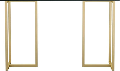 Martha Stewart Eli Home Office Desk with Glass Top and Steel Frame, Polished Brass