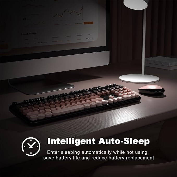 MOFII Wireless Keyboard and Mouse Combo,2.4G Typewriter Keyboard Quiet Mice | Retro Full Size Computer Keyboards, Cute Mouse, USB Dongle Plug and Play, for PC,Laptop,Desktop,Windows (Blackberry Gradient)
