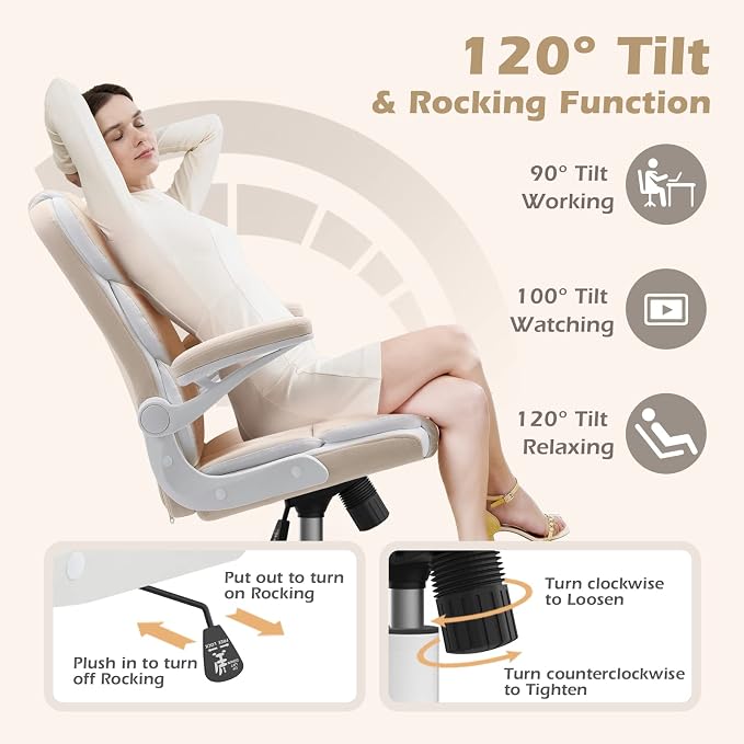 SEATZONE Office Chair Velvet Fabric Ergonomic Executive Computer Desk Chairs Small Cute Rolling Task Chairs for Teens&Adults,Beige