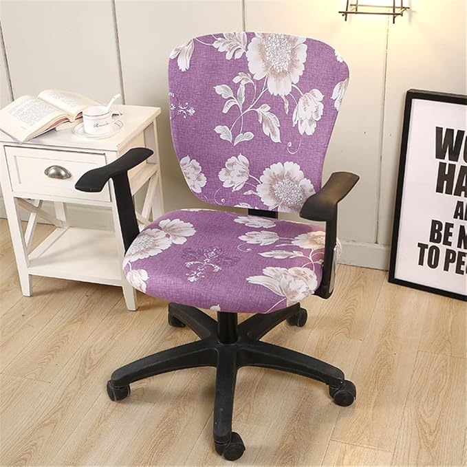 Jinzio Computer Office Chair Cover - Split Protective & Stretchable Cloth Polyester Universal Desk Task Chair Chair Covers Stretch Rotating Chair Slipcover (Light Purple)