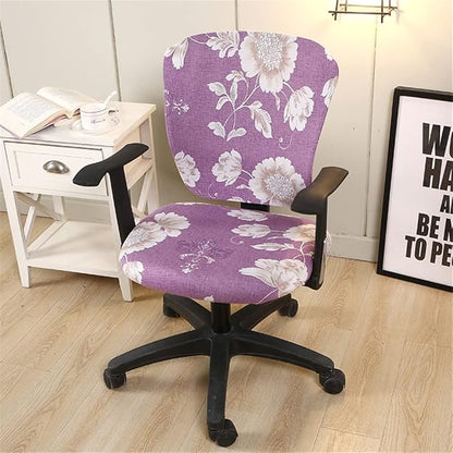 Jinzio Computer Office Chair Cover - Split Protective & Stretchable Cloth Polyester Universal Desk Task Chair Chair Covers Stretch Rotating Chair Slipcover (Light Purple)