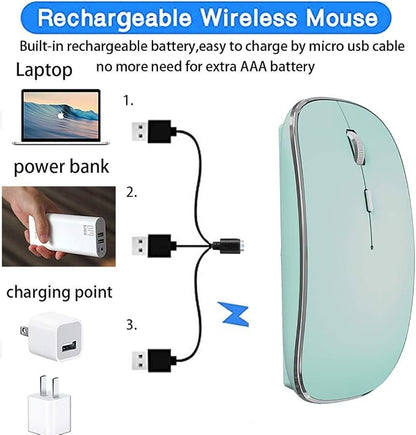 Rechargeable Bluetooth Mouse Wireless Bluetooth Mouse for iPad pro iPad Air Mac MacBook Pro MacBook Air Laptop Chromebook Windows HP DELL (Blue)