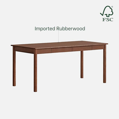 Solid Wood Computer Desk, Mid-Century Modern Home Office Desk with Storage Drawers, Writing Table for Study & Living Room 55.11" W Walnut Color