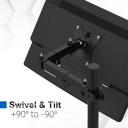 GRIFEMA Monitor Mount for 13-32 in, Single Monitor Arm, Up to 22 Lbs | Full Motion Adjustable Height, 360° Rotate, Tilt, Swivel, Easy Install, VESA 75/100 mm, Monitor Stand for Home Office Gaming