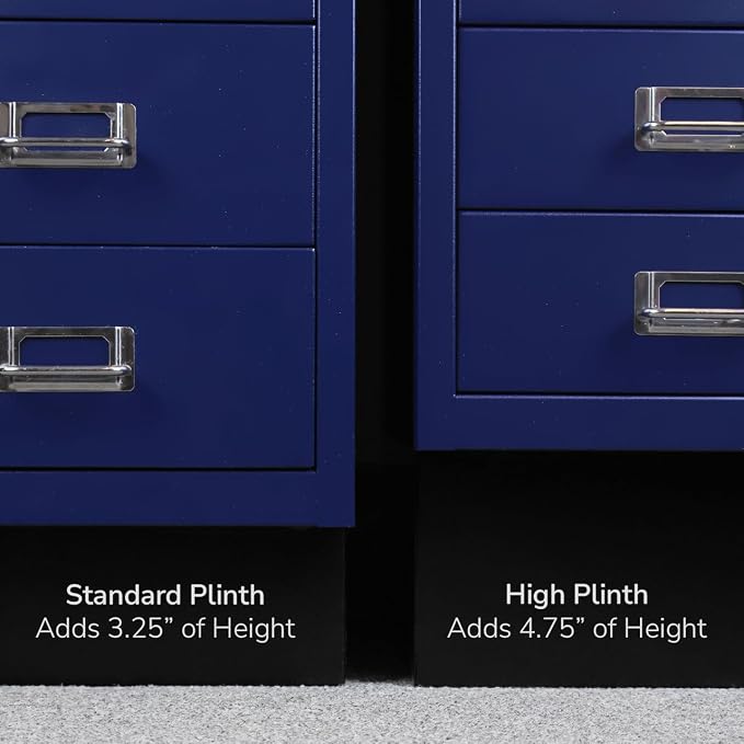 Bisley High Plinth Base for MultiDrawer Cabinet | For Use with 6, 8, + 10 Drawer Units, Powder-Coated Steel, Adds 4.75" Height
