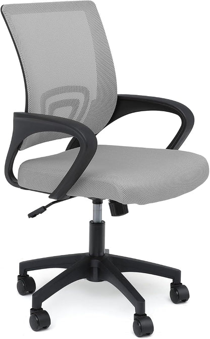 Athena Collection Computer Office Chair, Ergonomic Desk Chair with Rolling Wheels, Mesh Back Support and Height Adjustable, Small and Comfy for Home Office, Study, Light Grey