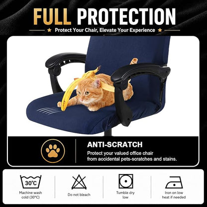 Elastic Computer Chair Cover with Durable Zipper - Protective Removable Washable Universal Office Desk Chair Seat Slip Cover for Dogs, Cats, Pets - Stretchy Soft Anti-dust Desk Chair Seat Protector