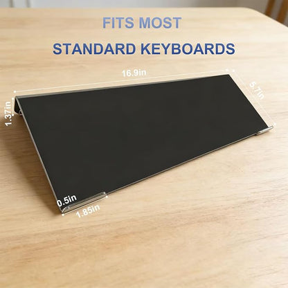Acrylic Tilted Computer Keyboard Stand for Desk 16.9"x 5.7"-Black | Keyboard Riser with Silicone Anti-Slip Strip Ergonomic Tilted Lift for Comfortable Typing for Office, Home, and School