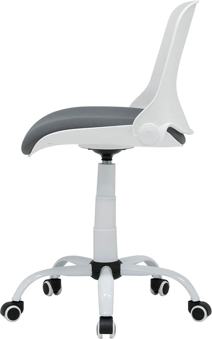 Studio Designs Contoured Folding Swivel Task Chair – Ergonomic Desk Chair with Adjustable Height, Folding Back for Compact Storage, Padded Seat – White