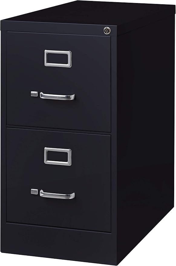 26.5 Inch Deep 2 Drawer, Letter Width, Metal Vertical File Cabinet for Home and Office, Black