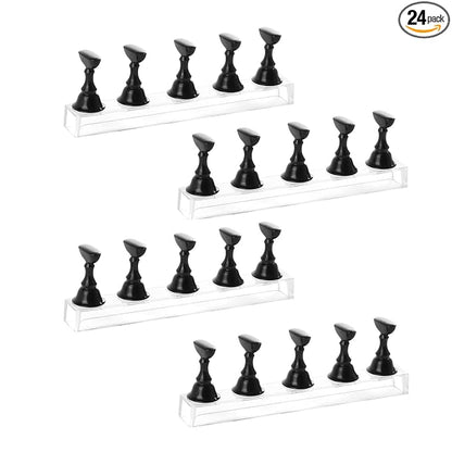 4-in-1 Black Nail Stand & Holder - Magnetic Tips, Beginner Acrylic Nail Art Kit, Salon Equipment & Decor