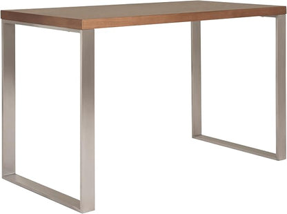 Euro Style Dillon 47" Home Office Writing Gaming Desk | Modern Industrial with Warm Wood | Lacquer Finished Wood | Professional-Grade Construction for Daily Use | Walnut, Brushed Stainless Legs