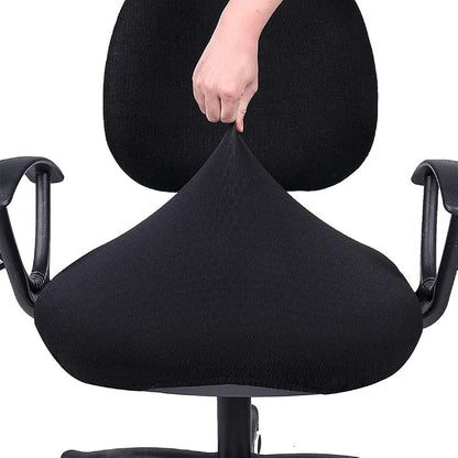 Smiry Stretch Jacquard Office Computer Chair Seat Covers, Removable Washable Anti-dust Desk Chair Seat Cushion Protectors - Black