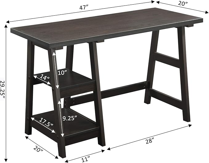 Convenience Concepts 090107ES Trestle Desk, Espresso