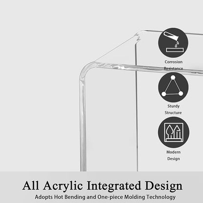 Acrylic Side Table Set of 2, 21" H x 21" W x 12" D x 3/5'' Thick Clear Small End Table, Transparent Nightstand and Stool for Home Office, Living Room and Bedroom