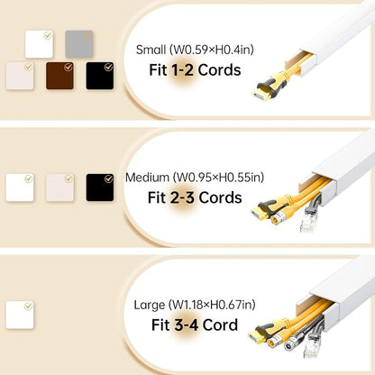 Delamu Cord Hider, Cord Covers for Wires on Wall, One-Cord Cable Hider, Self-Adhesive Wire Hiders Wire Covers for TV Cords on Wall, Easy Mount Cable Cover Management Kit, 6X W0.59 H0.4in, White