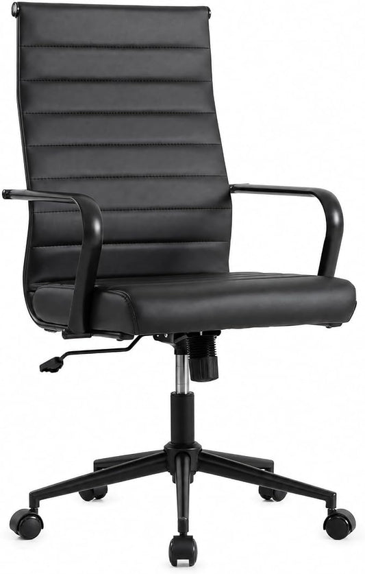 Okeysen Leather Office Desk Chair, Conference Room Chairs Executive Chair Ribbed, Ergonomic Height Adjustable Swivel Rolling Chair for Home Office