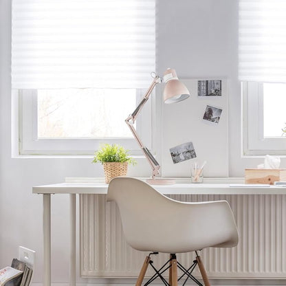 Globe Electric 52028 28" Swing Arm Architect Desk Lamp, Matte Rose Finish, White Accents, Rotary Switch on Shade, Partially Adjustable Arm, Modern Lighting for Bedroom or Office, E26 Base