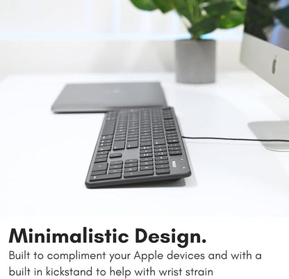 Macally Slim USB Wired Keyboard for Mac - Compatible Full Size Apple Keyboard with 104 Key Layout & 16 Shortcut Keys - Scissor Keycaps for Tactile Typing for Mac mini, MacBook Pro/Air, iMac