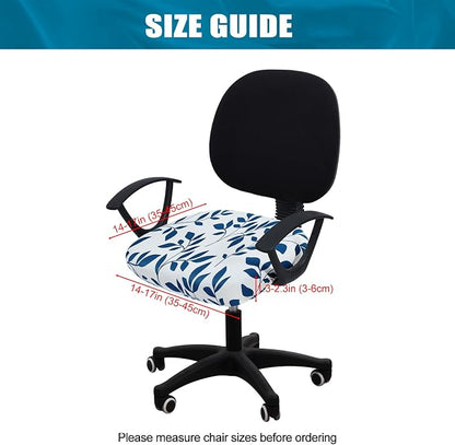 Smiry Printed Office Computer Chair Seat Covers, Stretch Fit Universal Desk Rotating Chair Cover Washable Removable Seat Cushion Protectors - Teal and White