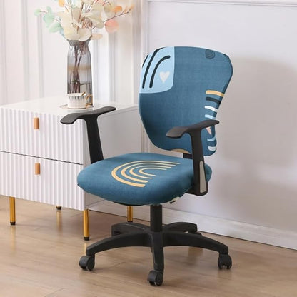 Jinzio Computer Office Chair Cover - Split Protective & Stretchable Cloth Polyester Universal Desk Task Chair Chair Covers Stretch Rotating Chair Slipcover (Indigo2)
