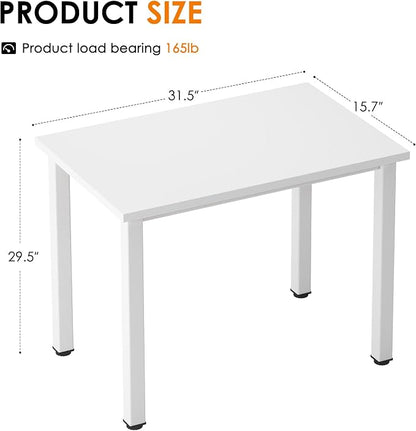 Need Small Desk, 31.5 inch Sturdy Writing Desk for Small Spaces, Computer Desk Teens Desk Study Table Laptop Desk Home Ofice Desk, White
