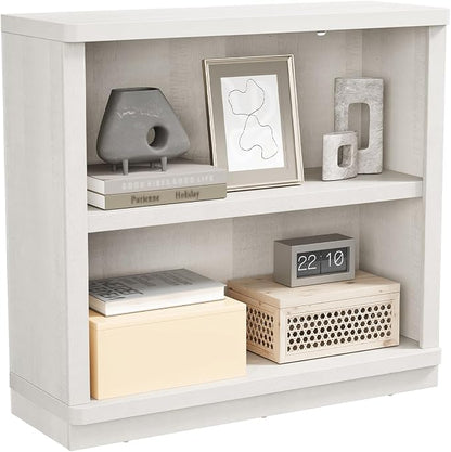 Rresyet 2 -Tier Bookcase, 31" Tall Book Shelf, 29” Wide Bookshelves, Wooden Bookcase Display Storage for Home Office, Living Room and Study Room (White)